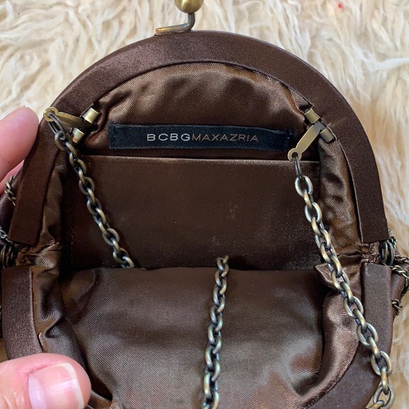 BCBGMAXAZRIA brown satin evening bag - Picture 4 of 6